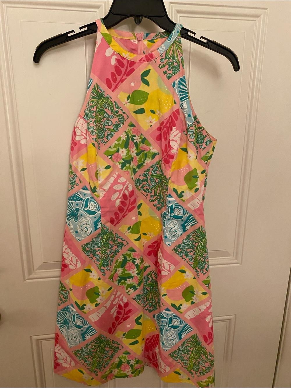 Lilly Pulitzer Bright Multi-Color Patchwork Halter Dress